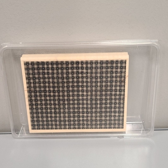 Stampin' UP! PinDot Plaid Large Wood Rubber stamp - Picture 1 of 5